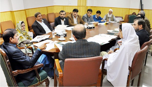 special assistant to cm mushtaq ahmed ghani during a high level meeting held in the city on tuesday photo express