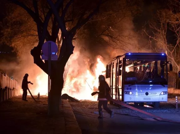 firefighters prepare to extinguish fire after an explosion in ankara turkey february 17 2016 photo reuters firefighters prepare to extinguish fire after an explosion in ankara turkey february 17 2016 photo reuters