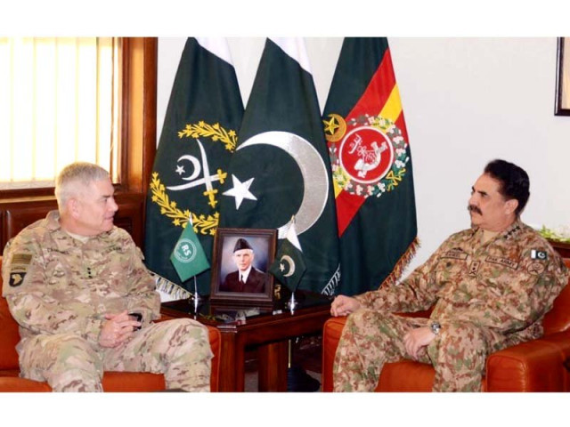 general john f campbell meets general raheel sharif at ghq photo ispr general john f campbell meets general raheel sharif at ghq photo ispr