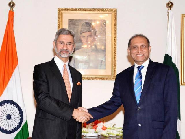 foreign secretary aizaz ahmed chauhdhary shakes hands with his indian counterpart s jaishankar at the foreign office in islamabad on march 3 2015 photo pid foreign secretary aizaz ahmed chauhdhary shakes hands with his indian counterpart s jaishankar at the foreign office in islamabad on march 3 2015 photo pid