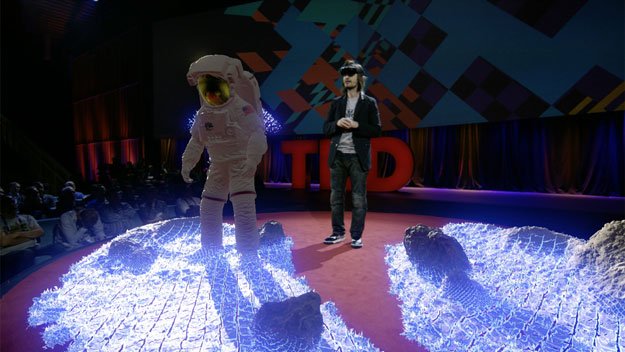 in this february 18 2016 handout photo provided by ted microsoft inventor alex kipman demonstrates hololens device at ted2016 dream at the convention center in vancouver photo afp