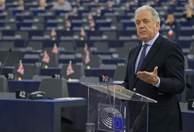 eu commissioner for migration and home affairs dimitris avramopoulos addresses the european parliament during a debate on refugee emergency external borders control and the future of schengen in strasbourg france february 2 2016 photo reuters eu commissioner for migration and home affairs dimitris avramopoulos addresses the european parliament during a debate on refugee emergency external borders control and the future of schengen in strasbourg france february 2 2016 photo reuters