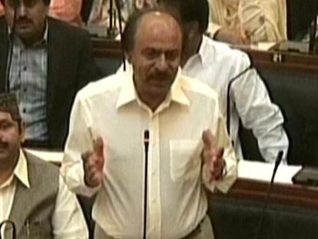 express news screengrab of senior parliamentary minister nisar khuhro