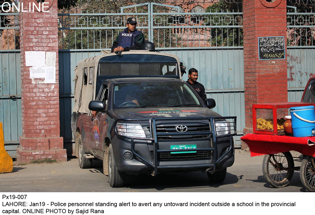 a police van stands guard outside the queen mary college in lahore photo online