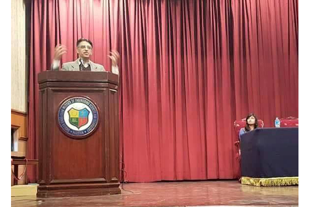 pti mna asad umar addressing the participants of techfest at ghulam ishaq khan institute giki of engineering sciences and technology photo twitter