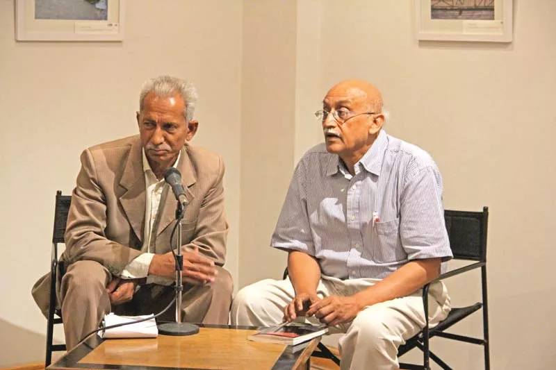 scholar kurun singh left in conversation with dr shershah syed right at the latter s book launch photo ayesha mir express scholar kurun singh left in conversation with dr shershah syed right at the latter s book launch photo ayesha mir express