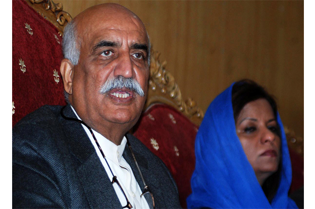 khursheed shah addressing a press conference at national press club photo online