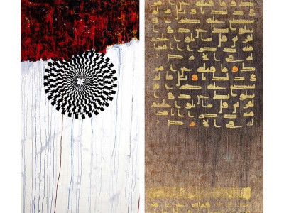 art show juxtaposition of the bold and the delicate