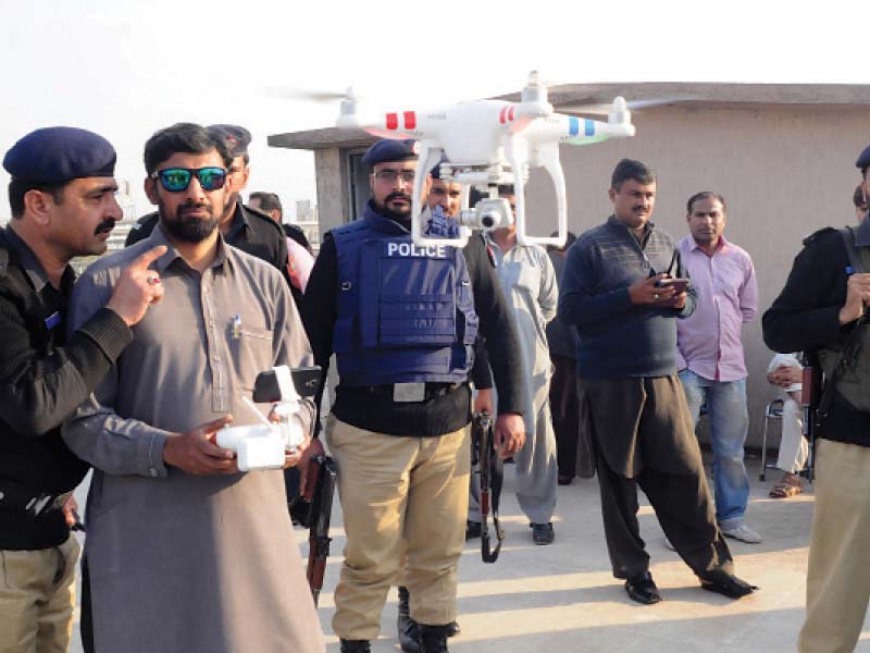 police officials test a drone prior to its formal launch the rawalpindi city photo agha mehroz express