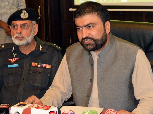 balochistan home minister sarfaraz bugti addresses a press conference in quetta on september 1 2015 photo inp