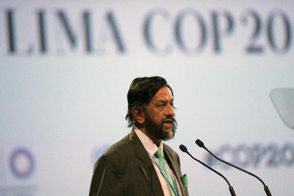 rajendra pachauri addresses the 2014 climate change conferences in lima photo afp