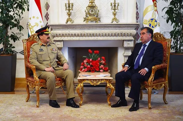 army chief general raheel sharif speaks with tajikistan president emomali rahmon on march 1 2016 photo ispr army chief general raheel sharif speaks with tajikistan president emomali rahmon on march 1 2016 photo ispr