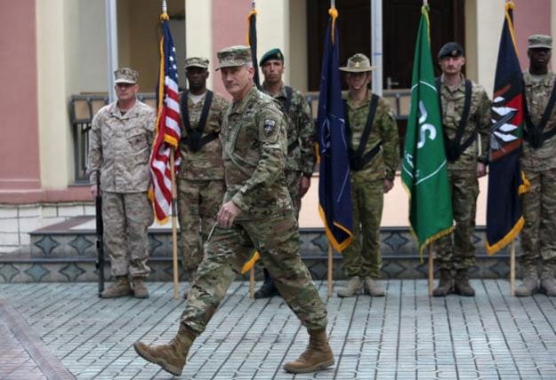 incoming commander of resolute support forces and united states forces in afghanistan u s army general john nicholson walks during a change of command ceremony in resolute support headquarters in kabul afghanistan march 2 2016 reuters