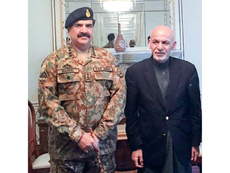 gen raheel poses with president ghani at the presidential palace in kabul photo app