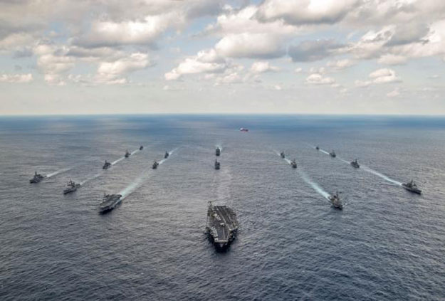 us navy and japan maritime self defense force ships steam in formation during their military manoeuvre exercise known as keen sword 15 in the sea south of japan in this november 19 2014 handout provided by the us navy photo reuters