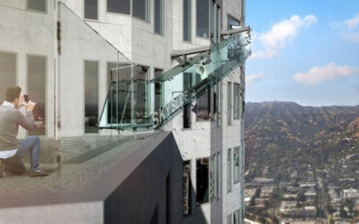 slip sliding away atop a los angeles skyscraper