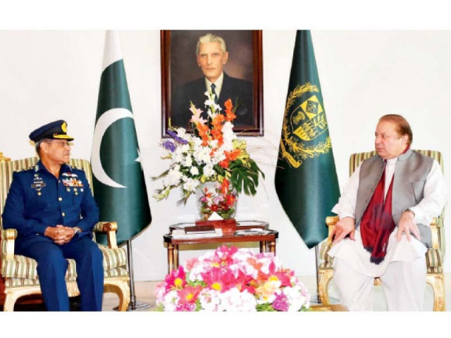 pm nawaz sharif and air chief marshal sohail aman exchange views photo inp pm nawaz sharif and air chief marshal sohail aman exchange views photo inp