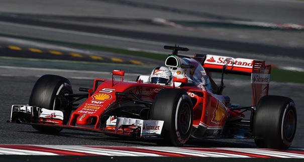 sebastian vettel drives at the circuit de catalunya on march 4 2016 in montmelo photo afp