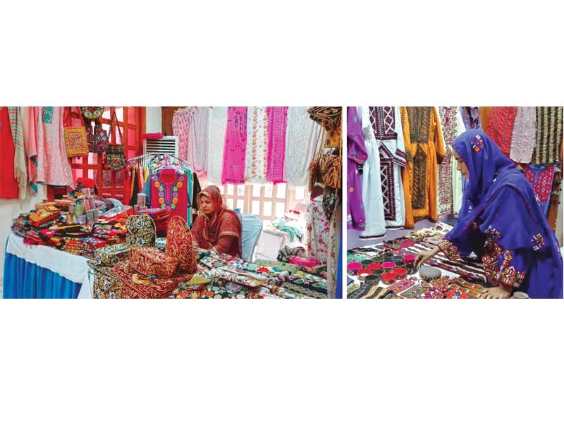 women set up stalls at peshawar services club photos express