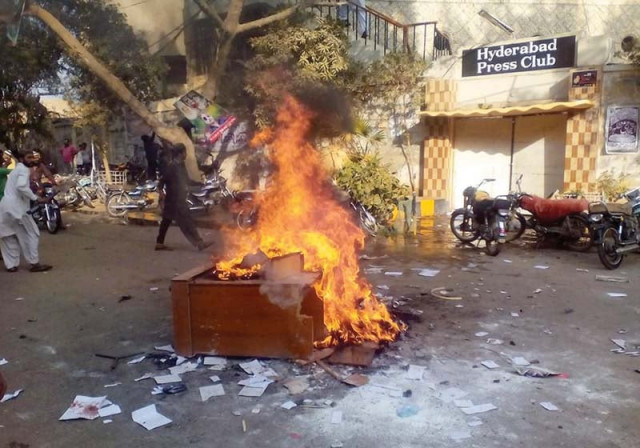 the hyderabad press club was ransacked by protesters on friday photo shahid ali express the hyderabad press club was ransacked by protesters on friday photo shahid ali express