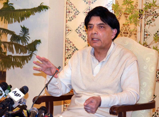 interior minister chaudhry nisar addressing a press conference at punjab house in islamabad on march 5 2016 photo pid interior minister chaudhry nisar addressing a press conference at punjab house in islamabad on march 5 2016 photo pid