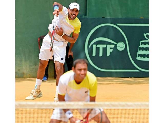 pakistan who started the day trailing 2 0 needed to win the doubles rubber to stay in the game photo afp