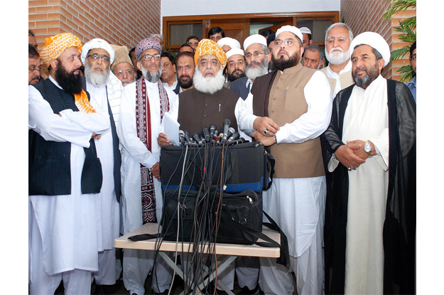 jui f chief maulana fazlur rehman speaking to the media after hosting a consultative meeting of all major religious parties photo online