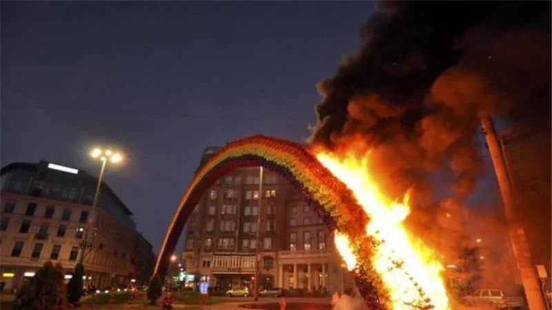 a rainbow installation in warsaw symbolising diversity was set on fire by far right demonstrators photo reuters