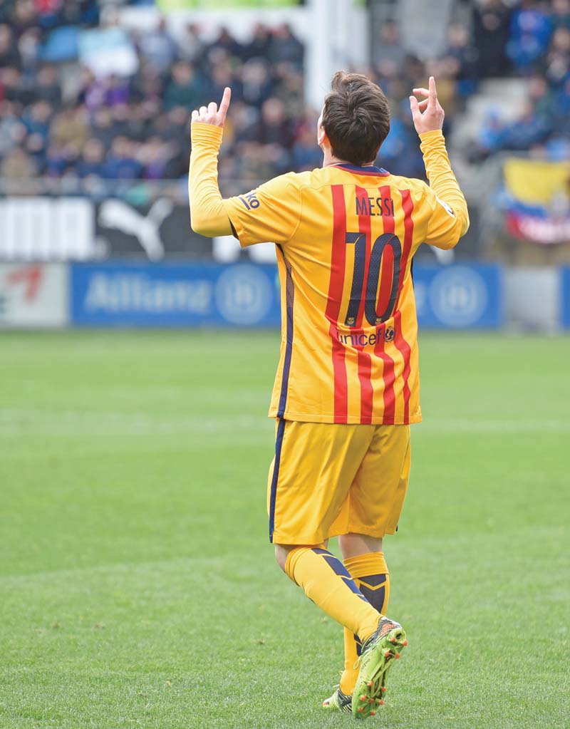 barcelona s lethal attacking trio of messi 35 suarez 42 and neymar 23 have now scored a century of goals in all competitions this season photo afp