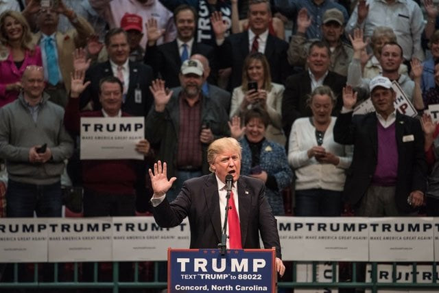 republican presidential candidate donald trump encourages supporters to pledge their votes at a campaign rally march 7 2016 in concord north carolina photo afp republican presidential candidate donald trump encourages supporters to pledge their votes at a campaign rally march 7 2016 in concord north carolina photo afp
