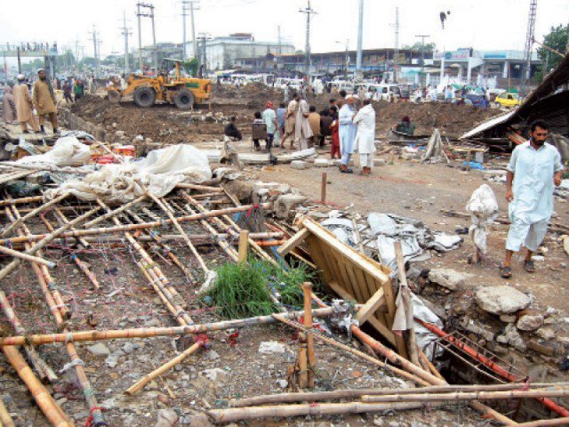 razed kiosks have already started popping up again photo muhammad javaid express