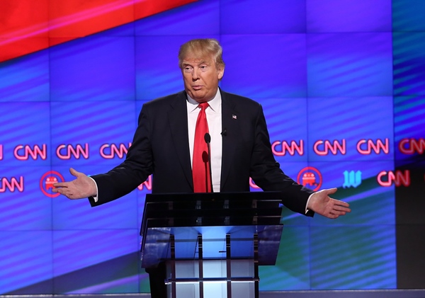 donald trump speaks during the republican presidential primary debate on the campus of university of miami on march 10 2016 in coral gables florida photo afp