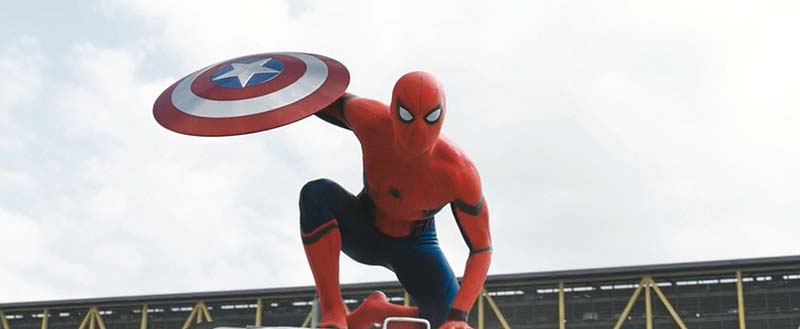 as per reports spider man appears during an epic battle scene photo file