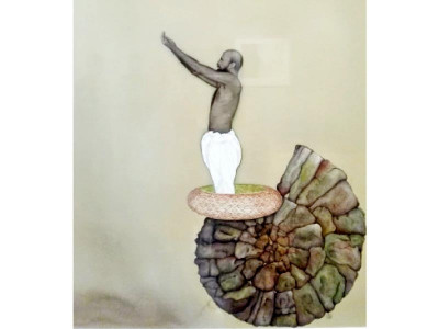 solo show using stones and circles to make a point