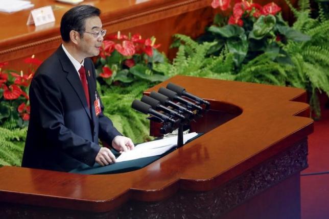 zhou qiang president of china 039 s supreme people 039 s court gives a speech during the third plenary session of the national people 039 s congress npc at the great hall of the people in beijing china march 13 2016 photo reuters