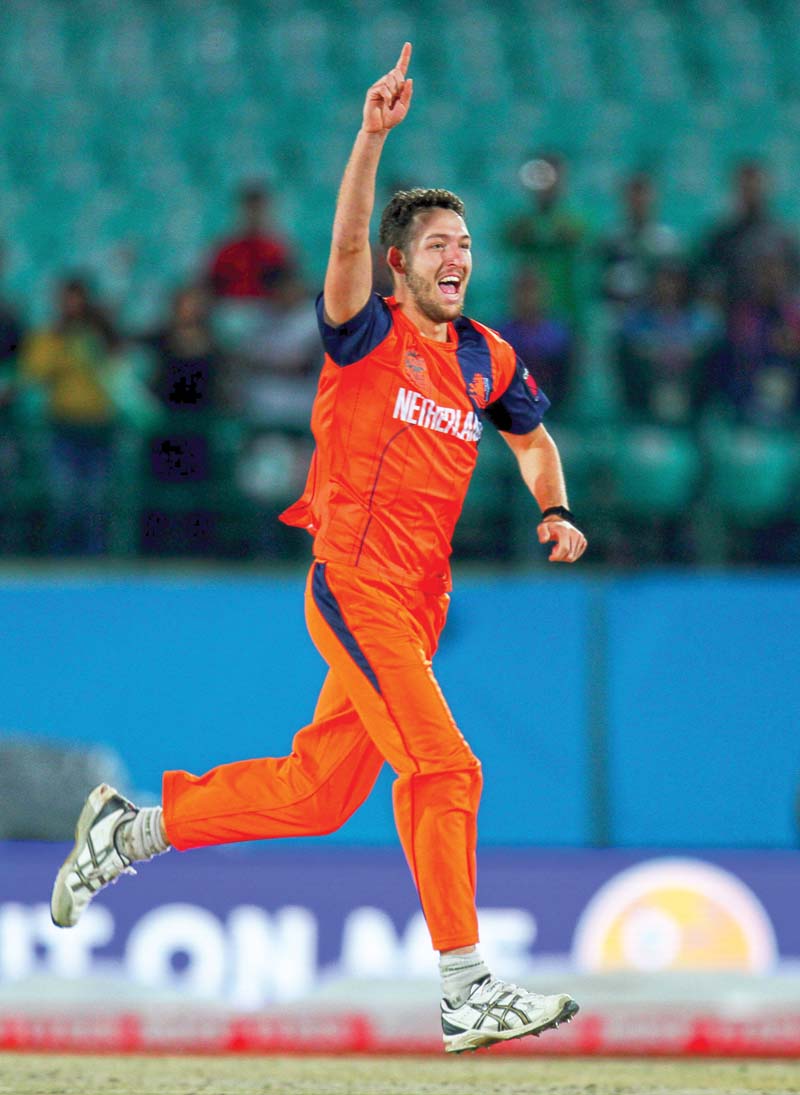 medium pacer van meekeren tore into the irish batting finishing with figures of 4 11 from two overs as netherlands registered a consolation win over ireland photo afp