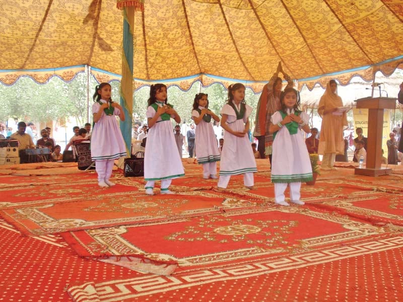 children perform a tableau at an education fair held at the heritage park in kotdiji which had a variety of stalls all showcasing the country s heritage and culture photo express