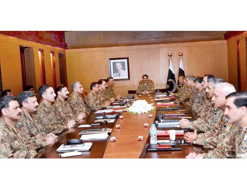 chief of army staff general raheel shareef presides over the meeting of corps commanders in karachi photo app