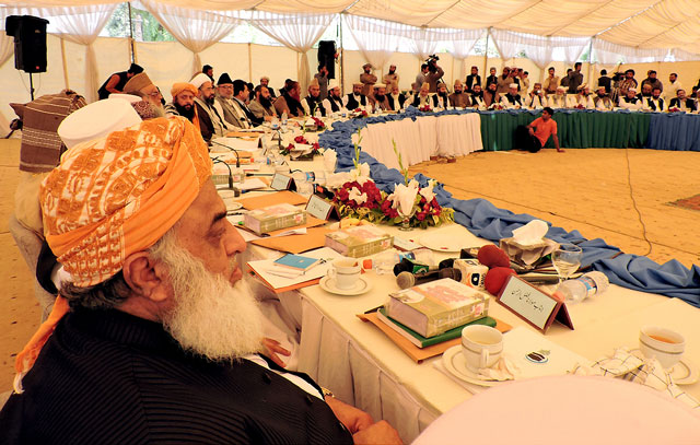 jui f chief maulana fazlur rehman and other leaders attend a joint meeting of religious organisations on women protection bill in lahore on march 15 2016 photo nni