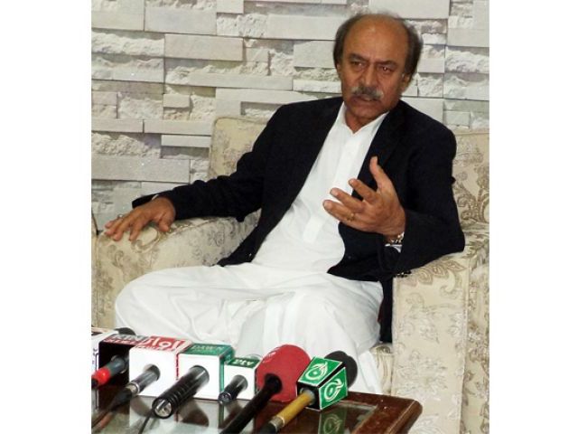 sindh minister nisar ahmed khuhro addressing a press conference photo online