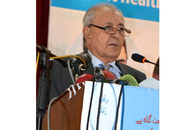 balochistan governor muhammad khan achakzai addressing a seminar titled the issue of water and future strategy in quetta and balochistan photo express