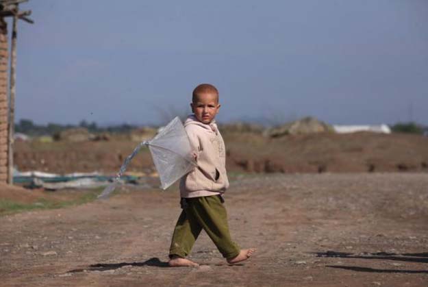 an internally displaced boy whose family fled military operations in the khyber agency holds a kite while playing at the unhcr jalozai camp in peshawar pakistan march 15 2016 photo reuters