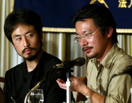 japanese freelance journalist junpei yasuda l and human rights activist nobutaka watanabe speak at the foreign correspondents 039 club of japan in tokyo april 27 2004 file photo photo reuters