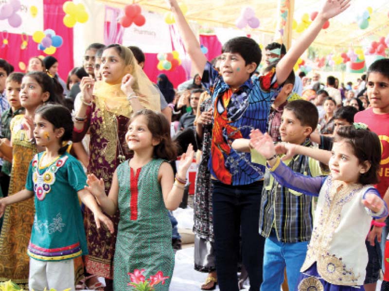 the party had a number of children friendly activities such as a magic show and an aerobic session photo aysha saleem express