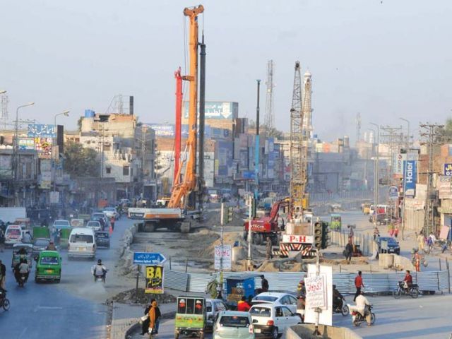 construction site of orange line metro train photo express