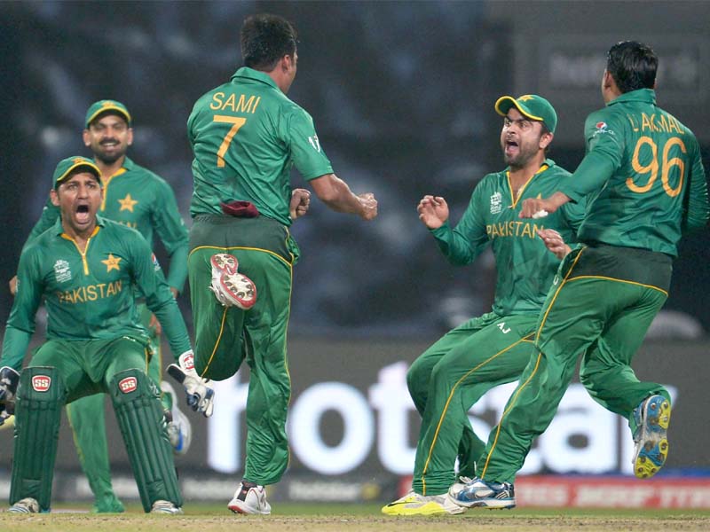 pakistan players celebrate after dismissing suresh raina this could have been a turning point for the men in green but they failed to capitalise on their advantage and in the end it was india who had the last laugh photo afp