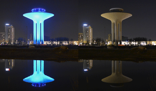 a combination of two pictures shows the hyllie water tower lit l and with the lights turned off during the wwf earth hour campaign for global climate change awareness on march 16 2016 in malmo photo afp a combination of two pictures shows the hyllie water tower lit l and with the lights turned off during the wwf earth hour campaign for global climate change awareness on march 16 2016 in malmo photo afp