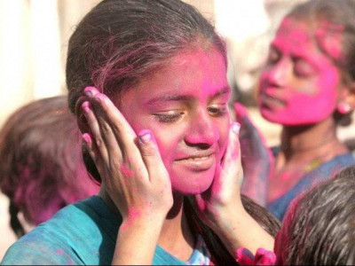 rejoicing in colours of holi