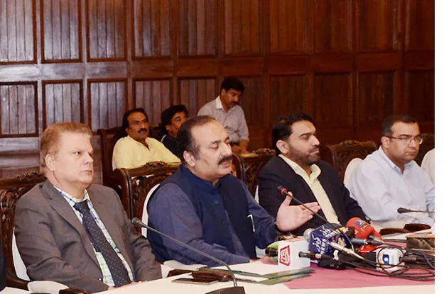 tourism minister mashhood ahmad khan addressing a press conference photo nni tourism minister mashhood ahmad khan addressing a press conference photo nni