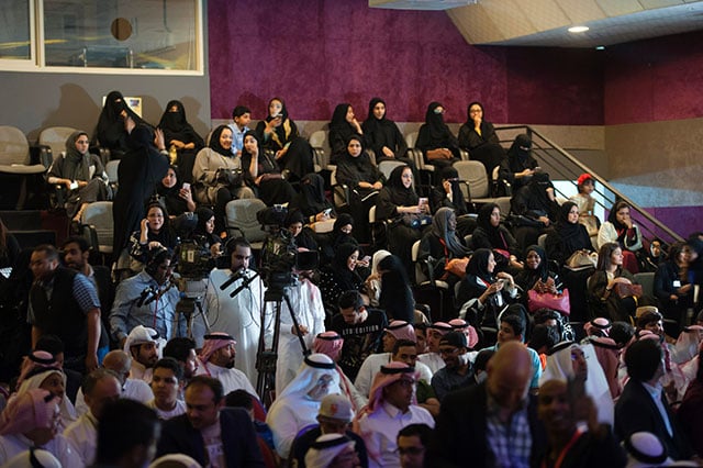 about 400 enthusiastic film fans filled a hall for the opening ceremony at a culture and arts centre in dammam photo afp